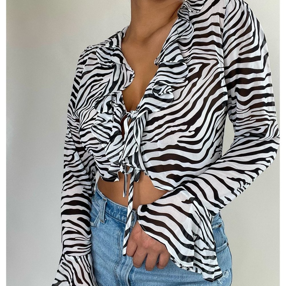 Zebra Chiffon Top NWT